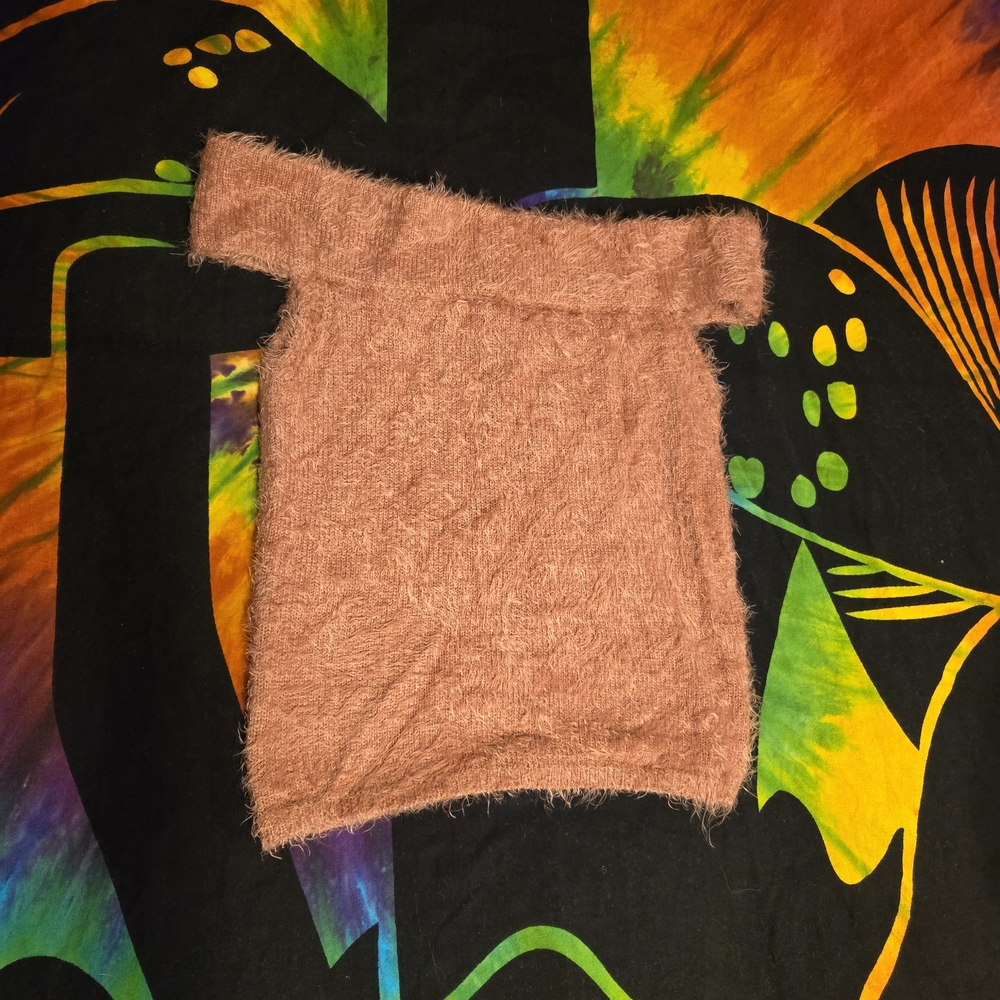 Forever 21 Fuzzy Pink Off-Shoulder Top
